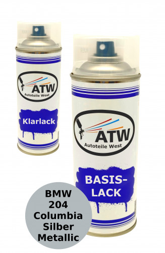 Autolack für BMW 204 Columbia Silber Metallic+400ml Klarlack Set